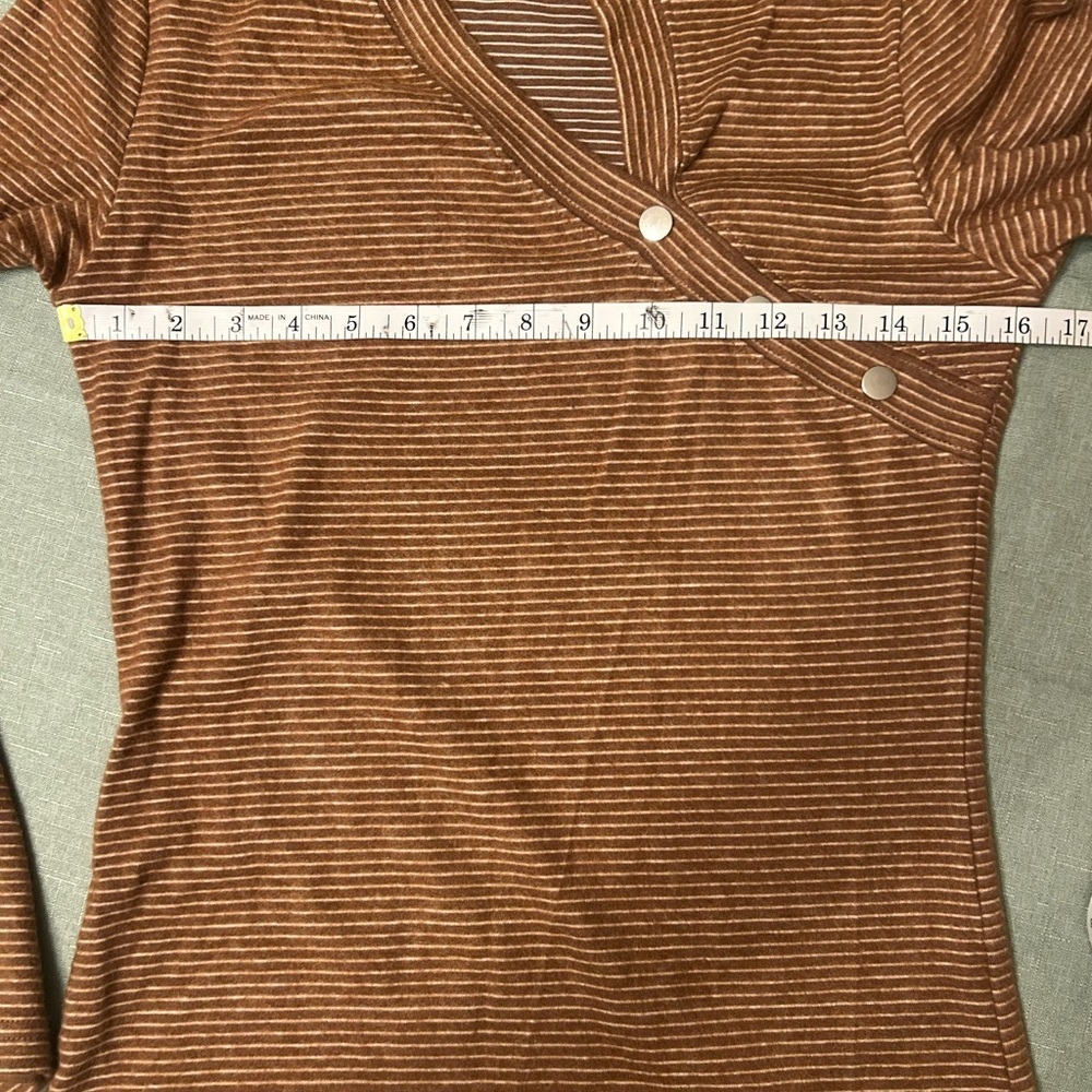 Striped Brown Long Sleeve Top - Picture 9 of 9